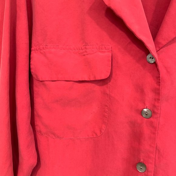 Collection Point of View 100% Silk Blouse Coral Pink Womens Med Fits like L / XL - Picture 6 of 9